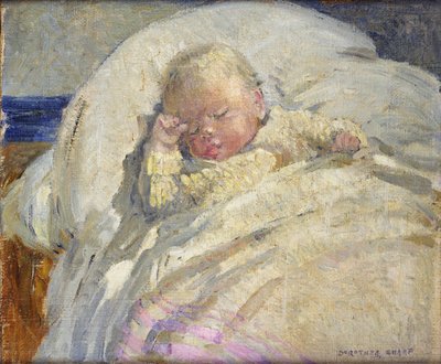 A Sleeping Baby (olja på duk) av Dorothea Sharp