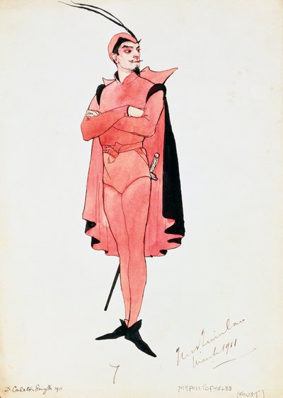 Kostym för Mephistopheles in Faust av Charles Gounod, skiss av Carleton Smyth, för framförande 1911, 1900-talet av Dorothy Carleton Smyth