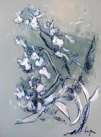 Abstrakta vita blommor av Dorothy Fagan