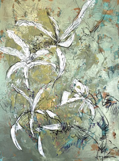 Grönt, blommigt, abstrakt av Dorothy Fagan