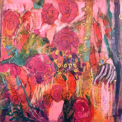 Livfulla abstrakta rosor av Dorothy Fagan