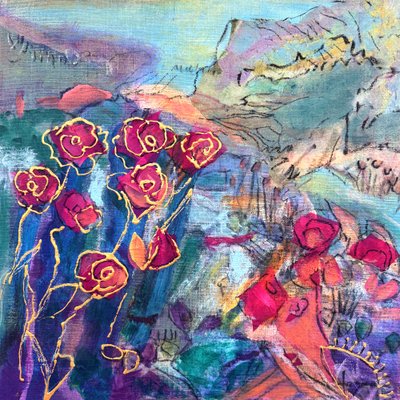 Livfulla abstrakta rosor av Dorothy Fagan