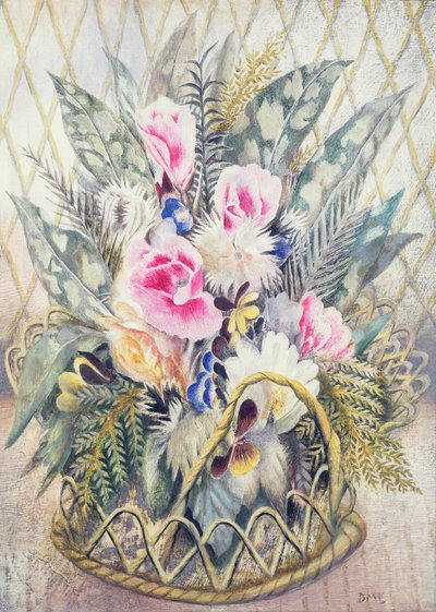 Godetias (olja på duk) av Dorothy M. Larcher