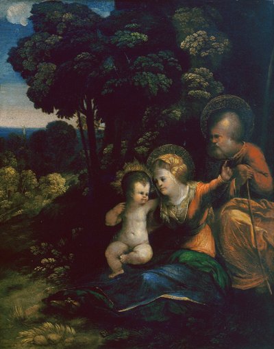 Vila på flyget till Egypten, av Dosso Dossi, i Uffizierna i Florens av Dosso Dossi