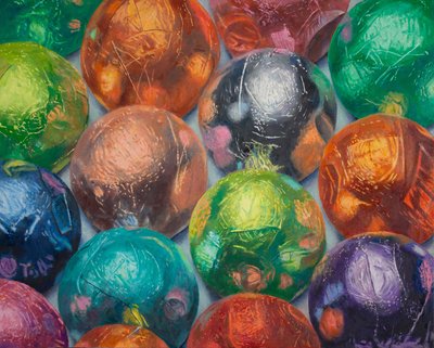 Many Chocolates, 2022 (olja på duk) av Douglas Newton