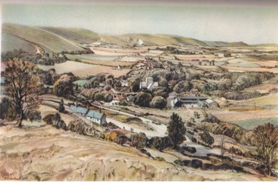Poynings: A Sussex village (färg litho) av Douglas Sharpus Andrews