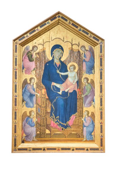 Madonna och barn tronar med änglar av Duccio di Buoninsegna