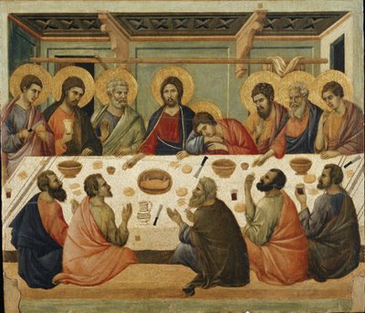 Herrens nattvard. Baksidan av Maesta altartavla av Duccio di Buoninsegna