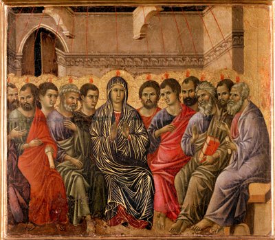 The Pentecoot Baksidan av Maesta altartavla av Duccio di Buoninsegna