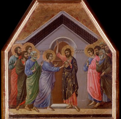 St Thomass misstro. Maesta altartavla - (tempera och guld på trä av Duccio di Buoninsegna