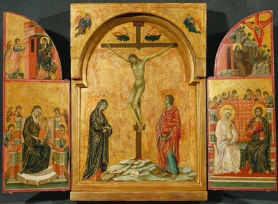 Triptyk: Korsfästelsen och andra scener av Duccio di Buoninsegna