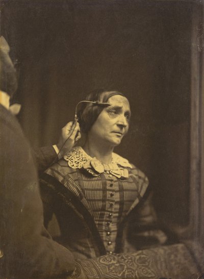 Uppmärksamhet, uppmärksam blick vänster, Smärtsam uppmärksamhet höger, 1854-1856, tryckt 1862. av Duchenne de Boulogne