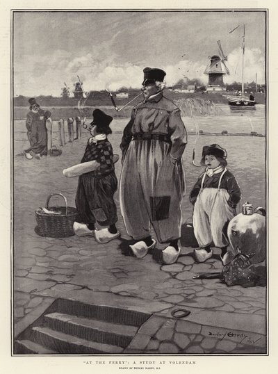 På färjan, en studie i Volendam av Dudley Hardy
