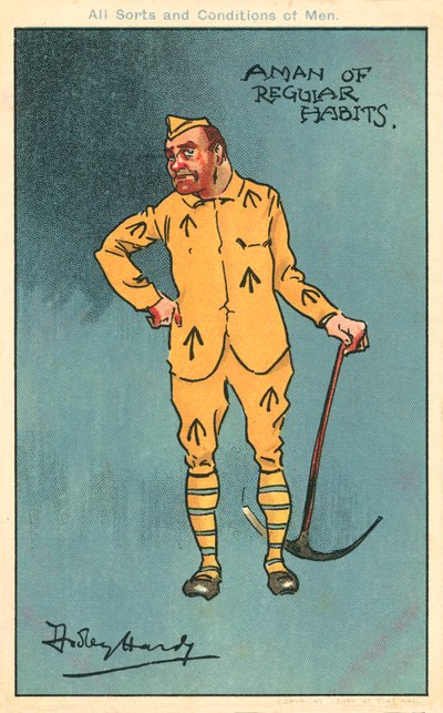 Brott och straff: fånge som håller en hacka (chromolitho) av Dudley Hardy