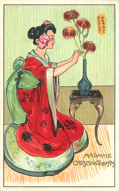 Madame Chrysanthemum, från romanen av Pierre Loti (färg litho) av Dudley Hardy