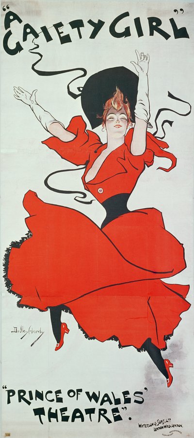 Affisch med reklam för "A Gaiety Girl" på Prince of Wales Theatre av Dudley Hardy