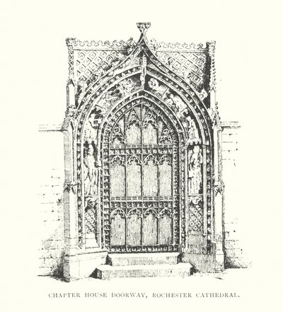 Dörr till kapitelhuset, Rochester Cathedral (litografi) av Duncan Moul
