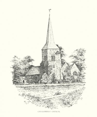 Chislehurst kyrka (litografi) av Duncan Moul