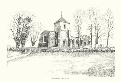Clothall Church (litografi) av Duncan Moul