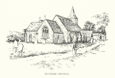 Elstead kyrka (litografi) av Duncan Moul