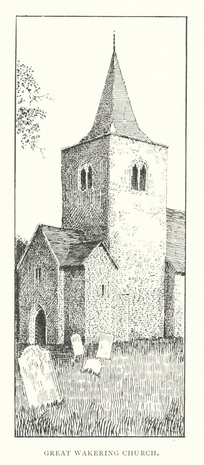 Great Wakering Church (litografi) av Duncan Moul