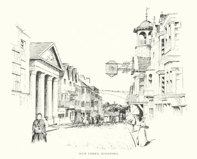High Street, Guildford (litografi) av Duncan Moul
