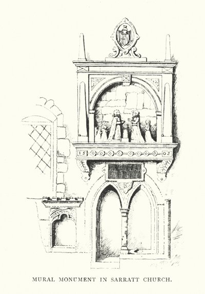 Väggmålning Monument i Sarrattkyrkan (litografi) av Duncan Moul