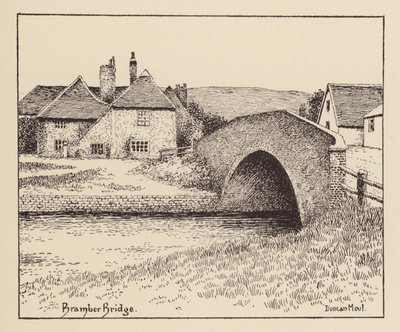 Sussex: Bramber Bridge (litografi) av Duncan Moul