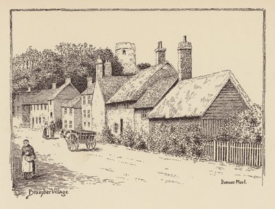 Sussex: Bramber Village (litografi) av Duncan Moul