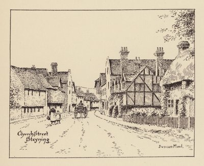 Sussex: Church Street, Steyning (litografi) av Duncan Moul
