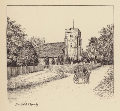 Sussex: Henfields kyrka (litografi) av Duncan Moul