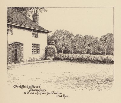 Sussex: Mock Bridge House, Shermanbury som det såg ut när Michael Fairless bodde där (litografi) av Duncan Moul
