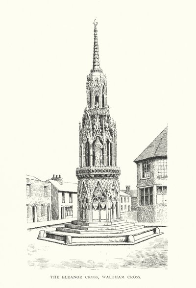 The Eleanor Cross, Waltham Cross (litografi) av Duncan Moul