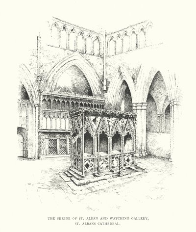 S:t Albans helgedom och Watching Gallery, St Albans Cathedral (litografi) av Duncan Moul