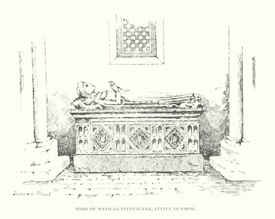 Matilda Fitzwalters grav, Little Dunmow (litografi) av Duncan Moul