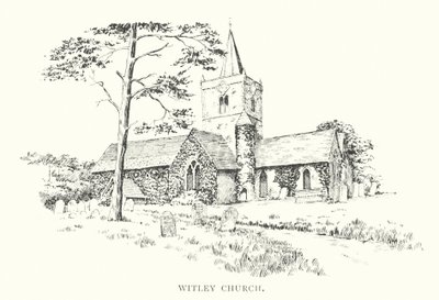 Witley kyrka (litografi) av Duncan Moul
