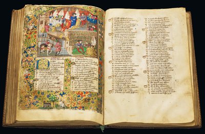 Sida från "La Belle Dame Sans Merci" av Alain Chartier, Paris, tidigt 1400-tal av Dunois Master