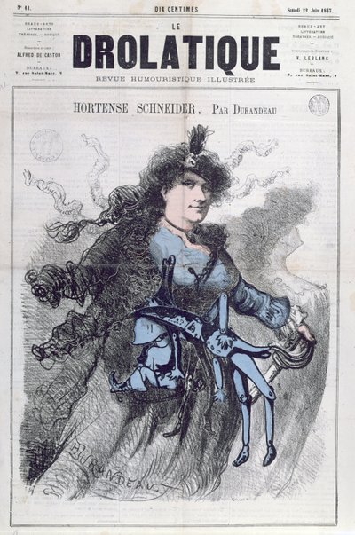Karikatyr av Hortense Schneider (1833-1920) från framsidan av "Le Drolatique", 22 juni, 1867 av Durandeau