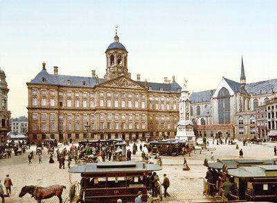 Kungliga palatset i Amsterdam från Dam-torget, 1890-1900 av Dutch Photographer