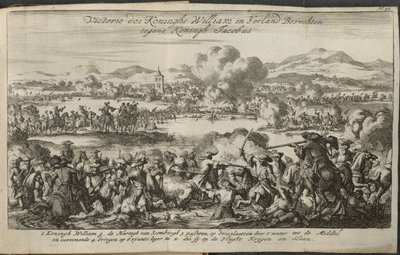 Ett slag som involverar William III:s armé av Dutch School