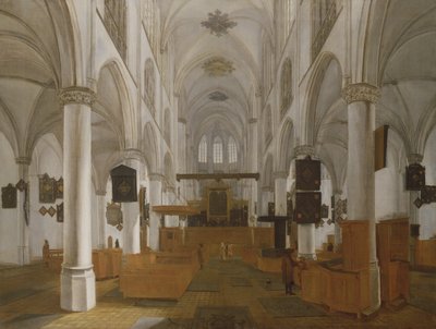 En interiör av St. Gertruds kyrka i Bergen Op Zoom, ca 1650 (målning) av Dutch School