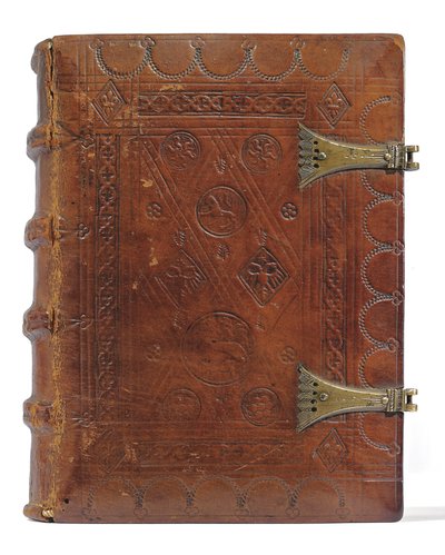 Timmebok och bönbok på holländska, Nedre Rheinland, Emmerich, Cleves, ca 1480 (bläck & pigment på veläng och papper, bunden i kalvskinn över brädor med metallspännen) av Dutch School