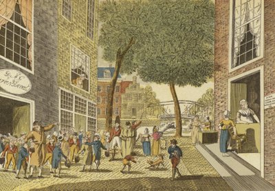 Barn som kommer ut ur skolan, 1812 av Dutch School