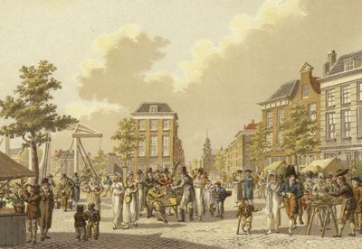 Blomstermarknad, Rotterdam, 1807 av Dutch School