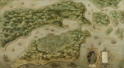 Fort Victoria på ön Amboina, 1617 av Dutch School