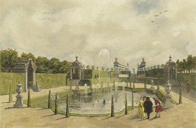 Trädgård till en villa, tidigt 1700-tal av Dutch School