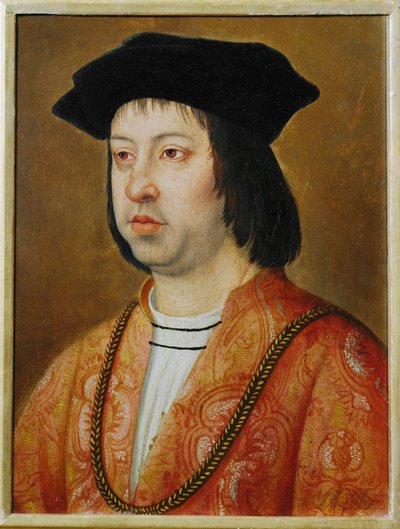 Kung Ferdinand II av Aragonien ... (olja på trä) av Dutch School