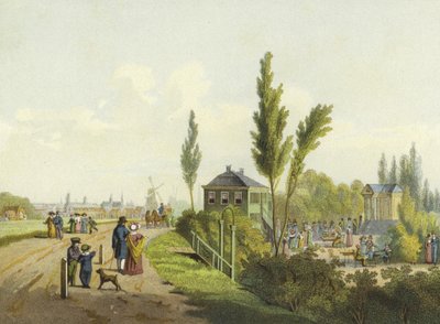 Land en Zigt, trädgård utanför Haarlemmerpoort, Amsterdam, 1800-talet av Dutch School