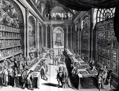 Levin Vincents samling av kuriosa, illustration från Theatre de la Merveilles de la Nature, ca 1719 av Dutch School
