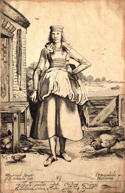 Maiden from Zijpe (etsning & gravyr) av Dutch School